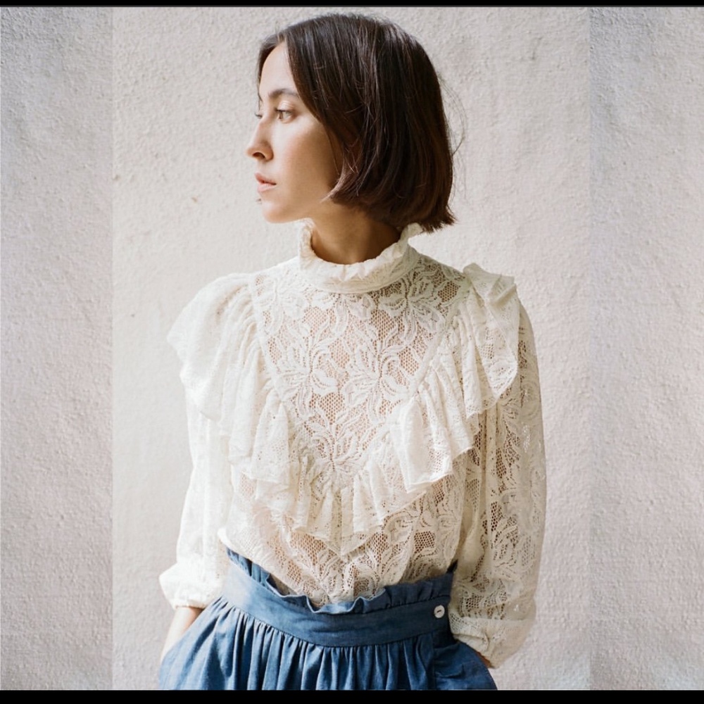 Horses Atelier - Ruffled Blouse - Italian Lace - Size 1 - EUC